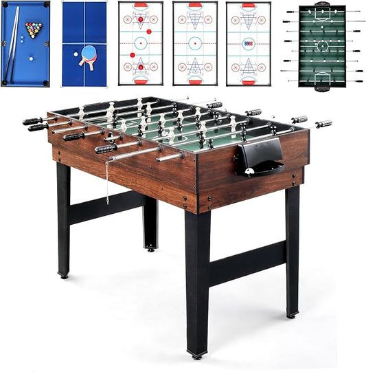 PEXMOR 6-in-1 Multi Game Table for Adults, Combo Table for Game Room, 48" Game Table Set for Family w/Hockey, Foosball, Pool, Table Tennis, Shuffleboard, Bowling