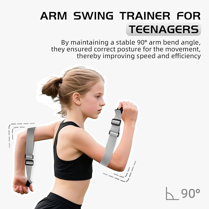 Arm Swing Trainer for Youth, Adjustable Nylon Running Arms Position for 90 Degrees