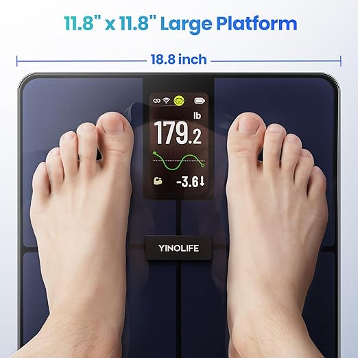 Smart Scale for Body Weight, 4.3" Color Display Digital Weight Scale, High Precision Wi-Fi Bathroom Scale with BMI, Body Fat, Muscle Mass, 20 Body Composition Scale Sync App, 400 lbs, Black
