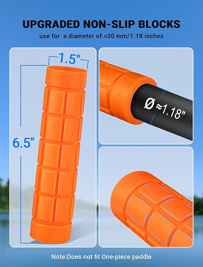 2-Packs Upgraded Kayak Paddle Grips, Non-Slip Silicone Kayaking Handle Wrap to Prevent Hand Blisters, Universal 1.18 Inches Removable Kayak Accessorie for Multiple Types of Detachable Oars