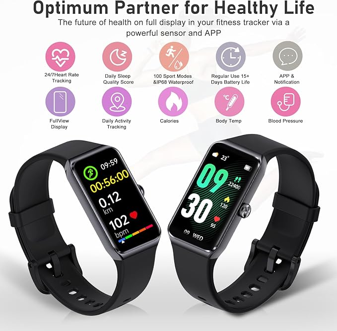 Fitness Tracker with Step Counter/Calories/Stopwatch, Activity Tracker, Health Tracker with Heart Rate Monitor, Sleep Tracker,1.47 Touch Color Screen, Pedometer Watch for Women Men