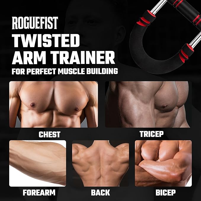 Arm Twister Trainer, Adjustable 3 Resistance Levels (60–100 lbs) with 1 Pair of Silicone Gym Grips Pads, Home Gym Fitness Equipment Chest, Arms, Shoulders & Forearms Portable Exerciser