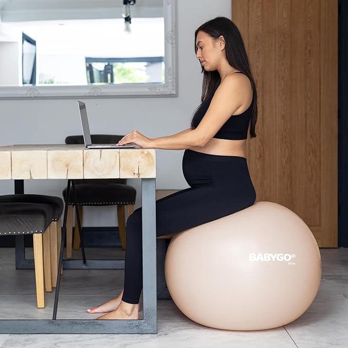 BABYGO Birthing Ball - Pregnancy Yoga Labor & Exercise Ball & Book Set Trimester Targeting, Maternity Physio, Birth & Recovery Plan Included Anti Burst Eco Friendly