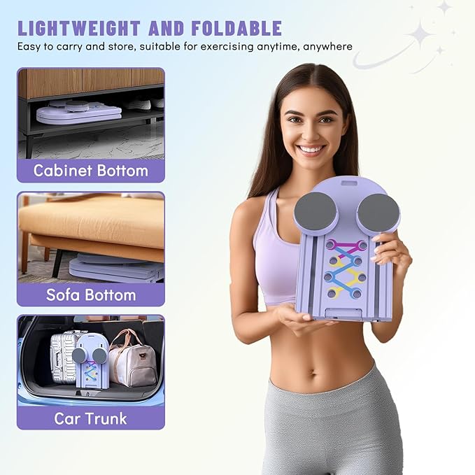 Pilates Board - Pilates Reformer Set with Timer, 7 in 1 Multi-Purpose Foldable Reformer Pilates Machine, Portable Pilates Equipment for Women, Home Workout, Fitness, Exercise, Abs, Core