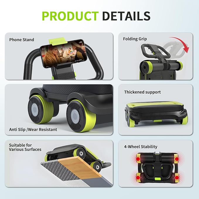 IRISFLY New 4-Wheel Abdominal Roller,Upgraded High-Performance Ab Roller Wheel,Automatic Rebound Ab Roller Board, Strengthen Core & Abs, Ab Machine Perfect for Home Workout