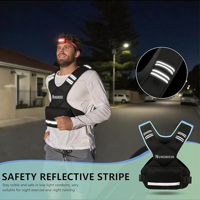 Weighted Vest, Adjustable Weights for Women& Men, 4-10LB/12-18LB Rucking Vest with 6 Weights & Large Pocket, Reflective Strip for Running, Workouts & Strength Training