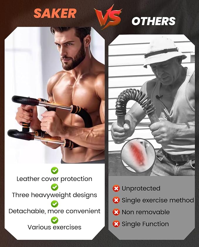 Saker Twister Arm Trainer, PowerTwist Arm Trainer, Adjustable Forearm Strengthener, Arm Exercise Equipment, Chest Workout Equipment, Portable Spring Resistance for Home Gym Equipment