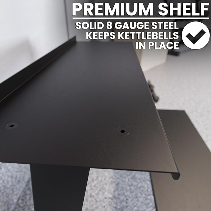 Synergee Kettlebell Storage Rack - Gym Storage Rack for Fitness Equipment Organization. 2-Tier Shelf for Holding Synergee Kettlebells.