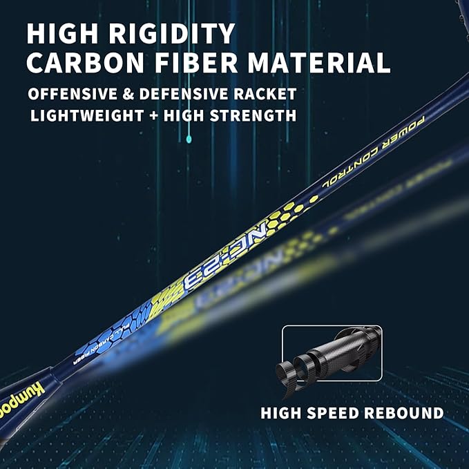Badminton Racket Carbon Fiber, Badminton Racquet Set with Cover, Badminton Professional Racket Durable for Beginners Outdoor Games Gym