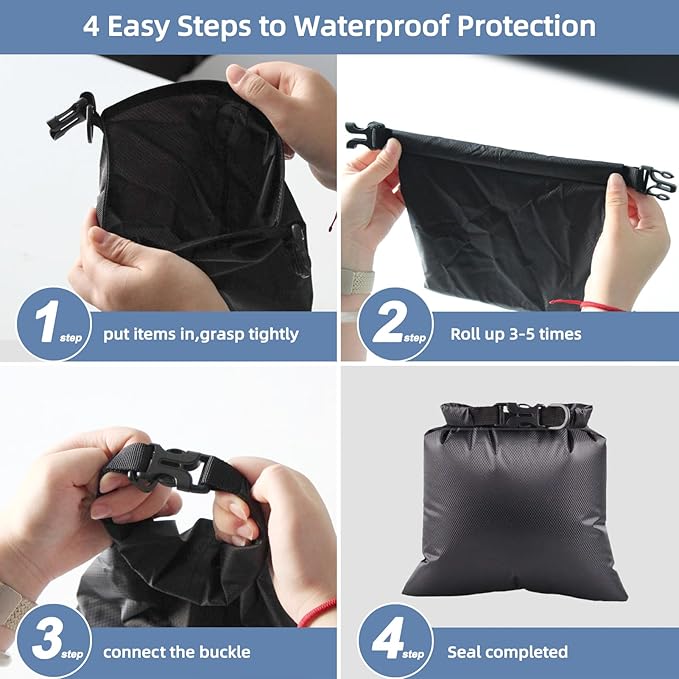 6PCS Dry Bags Waterproof, Lightweight Dry Bags for Kayaking Waterproof，Outdoor Waterproof Bag for Kayaking Hiking Boating Camping
