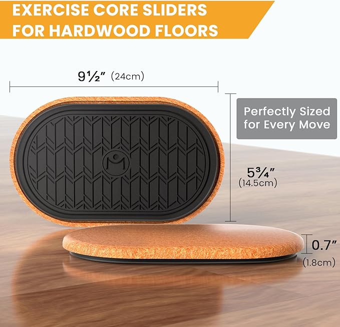 MUYOS Sliders for Working Out, Floor Sliders for Exercise, Sliding Discs for Hardwood Floors – Core and Strength Training, Protects Floors, Ideal for Home Gym Fitness