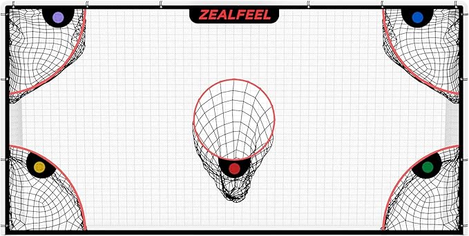 Soccer Target Net, 12x6ft Goal Net with 5 Scoring Zones for Practice Shooting & Goal Shots, Anti-Tear Mesh, 3 Steel Rods, Removable Stick-On Markers, Portable Football Training Equipment
