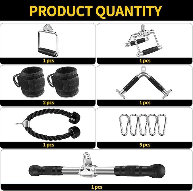 Cable Machine Attachment, LAT Pulldown Attachments, Home Gym Accessories, Triceps Pull Down Attachment