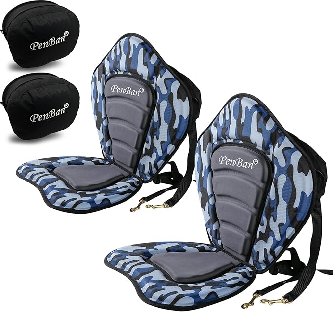 Universal Deluxe Kayak Seat Cushion with Storage Bag for Kayak,Padded Boat,SUP,Canoe,Fishing Boat,Seats with 4 Adjustable Straps