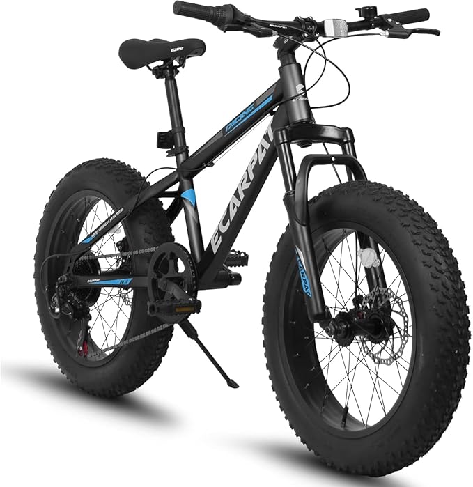 20 24 26 Inch Mountain Bike, 20 inch 7 Speeds Steel Kids Fat Tire Mountain Bike, 24 26 inch Aluminum Frame Boys Bike, Front Suspension Dual Disc Brake Teens Sport Bikes for Kids Boys Girls