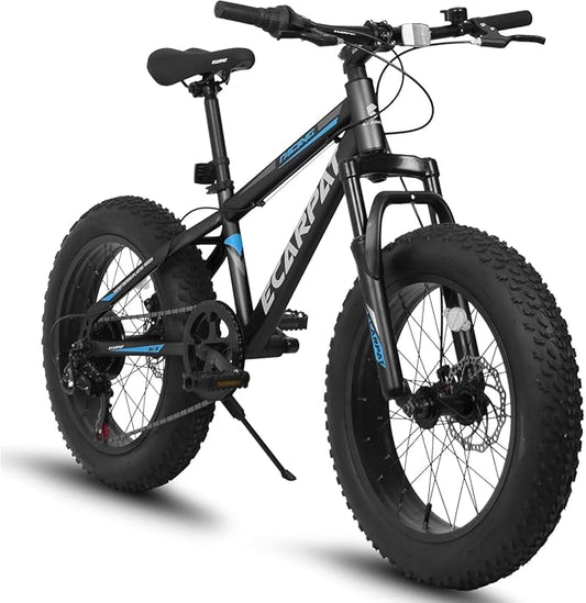 20 24 26 Inch Mountain Bike, 20 inch 7 Speeds Steel Kids Fat Tire Mountain Bike, 24 26 inch Aluminum Frame Boys Bike, Front Suspension Dual Disc Brake Teens Sport Bikes for Kids Boys Girls