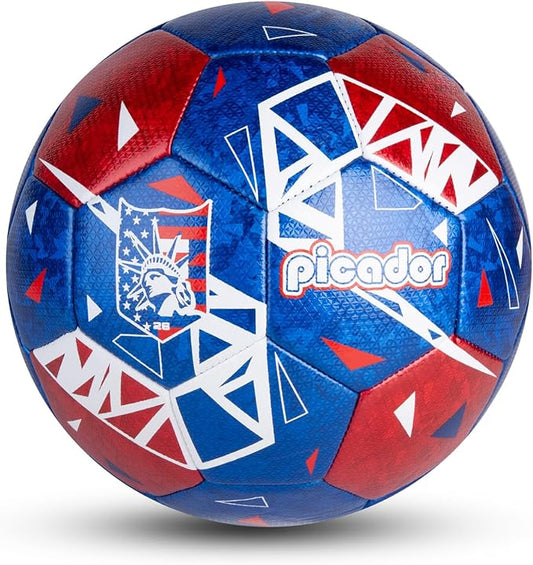 Size 4 Soccer Balls, Laser Leather Soccer Ball for Sport Training & Match Play - Vibrant Soccer Balls Gift Set with Pump for Kids and Youth