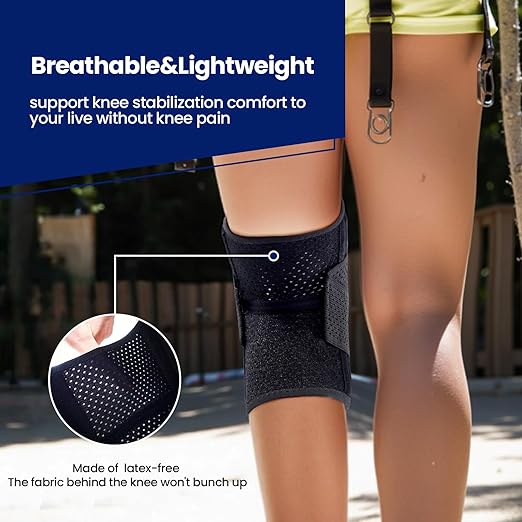 Knee Brace for Meniscus Tear, Knee Pain, Adjustable Breathable Knee Support with Side Stabilizers for Knee Pain Arthritis Recovery Joint Support, Women and Men