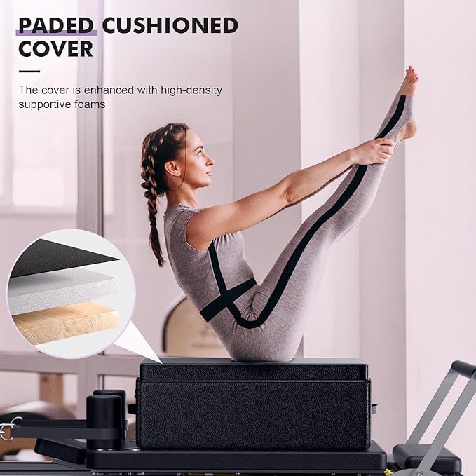 Pilates Reformer Sitting Box, Pilates Equipment for Home Gym and Professional Studio Use, Pilates Reformer Accessory for Pilates Exercises - Upgrade Foldable Deisign Patent