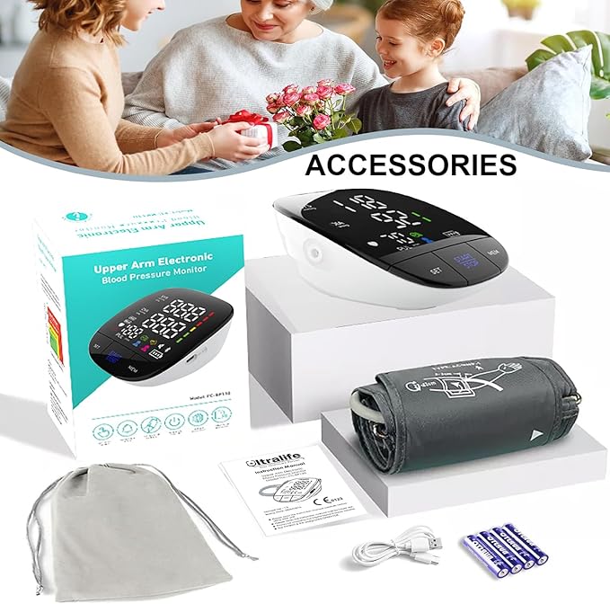 huangirl Blood Pressure Monitor Upper Arm, Automatic Blood Pressure Cuff with Large Cuff - Blood Pressure Monitors for Home Use, Talking Blood Pressure Monitor, 240 Memories for 2 Users