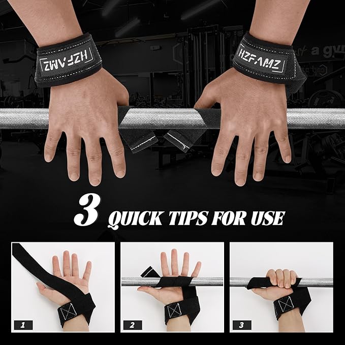 Lifting Straps, Lifting Wrist Straps for Weightlifting, Weightlifting Straps with Padded Neoprene, Gym Straps for Strength Training, Bodybuilding, Weight Lifting Straps for Men and Women