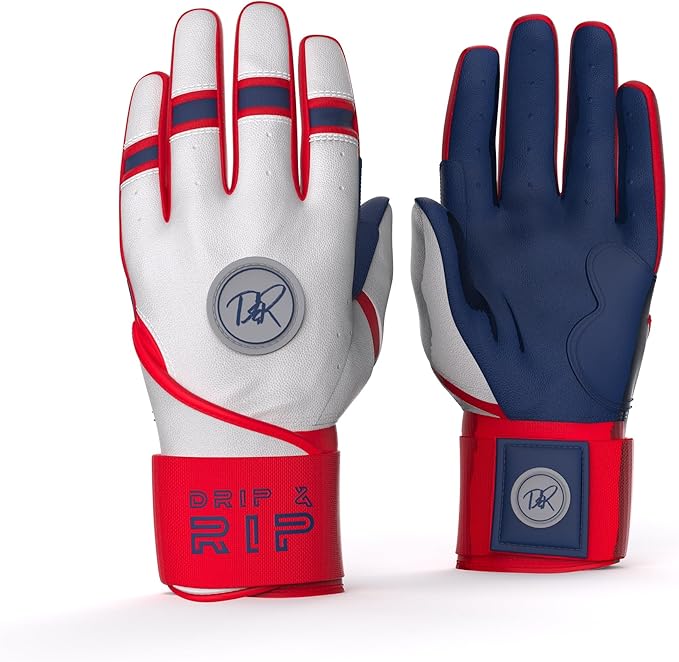 Drip & Rip Baller Series - Youth Batting Gloves + Adult Batting Gloves - for Softball and Baseball - Long Cuff Style for Men and Youth