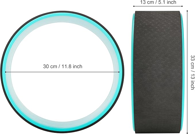 Exerz Yoga Wheel Pilates Roller Muscle Tension Release - Dia 33cm x W 14 cm - Stretching, Balancing, Increasing Flexibility and Improving Backbends - Relieve Pain and Stress (Black)