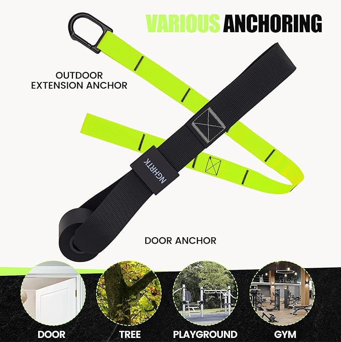 Home Suspension Training Kit with Suspension Trainer, Straps & Bands – Adjustable Full-Body Workout System for Home Gym, Yoga, Pilates, Travel | Compact Design
