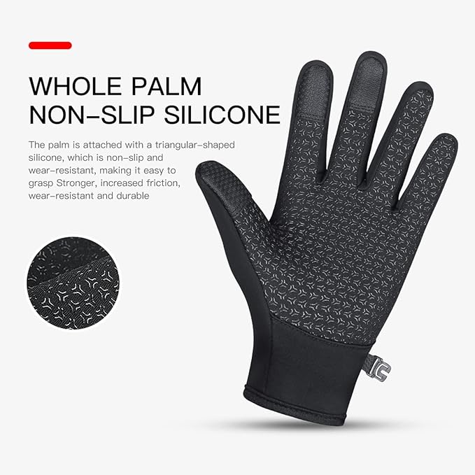 Winter Thermal Gloves for Men and Women, Waterproof Windproof and Non-Slip Gloves, Warm Touch Screen Gloves for Outdoor Running, Cycling, Driving