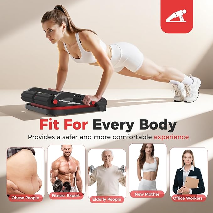 Ab Machine,Sit Up Exercise Equipment& Core Machine, Workout Equipment,Adjustable Ab Trainer with 3 Resistance Levels and Removable Auxiliary Handle,Home Gym Fitness Equipment for All Ages