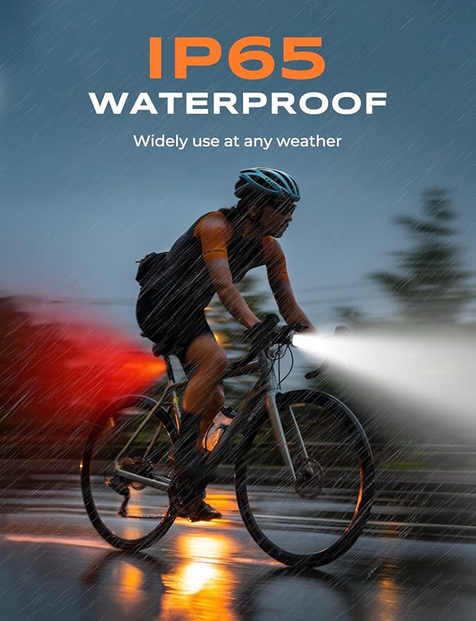 Bike Lights Set with Wide-Angle Reflectors, 8+6 Modes & Ultra-Light Bicycle Lights, IP65 Waterproof & Dual USB-C 1-2 Hrs Fast Charging Bike Light Accessories for Road Mountain Cycling