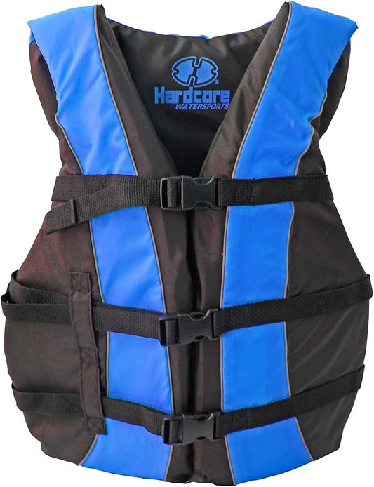 Hardcore Life Jacket Paddle Vest; Coast Guard Approved Type III PFD Life Vest Flotation Device; Jet ski, Wakeboard, Kayak; Ideal Extra Life Jacket for Your Pontoon Boat