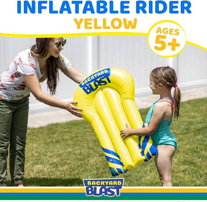 Backyard Blast Rider, Inflatable Body Board Slide Rider and Pool Float Toy