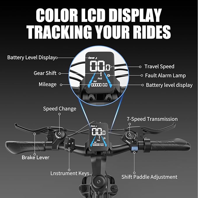 G26 Electric Bike for Adults, 26" Electric Mountain Bike with 750W Peak Brushless Motor, Max 35-45 Miles 25MPH Electric Bicycles, Removable Battery, Ebike for Adults 7-Speed, LCD Display