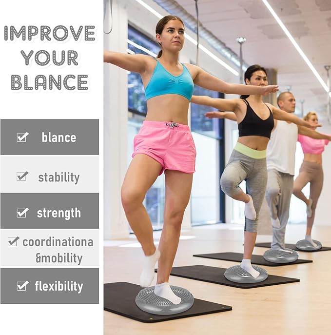 Jerify 4 Pcs Wiggle Seat Flexible Inflated Wobble Cushion Stability Balance Pad Balance Disc Sensory Seat for Men Women Fitness Physical Exercise Improving Posture Home Office