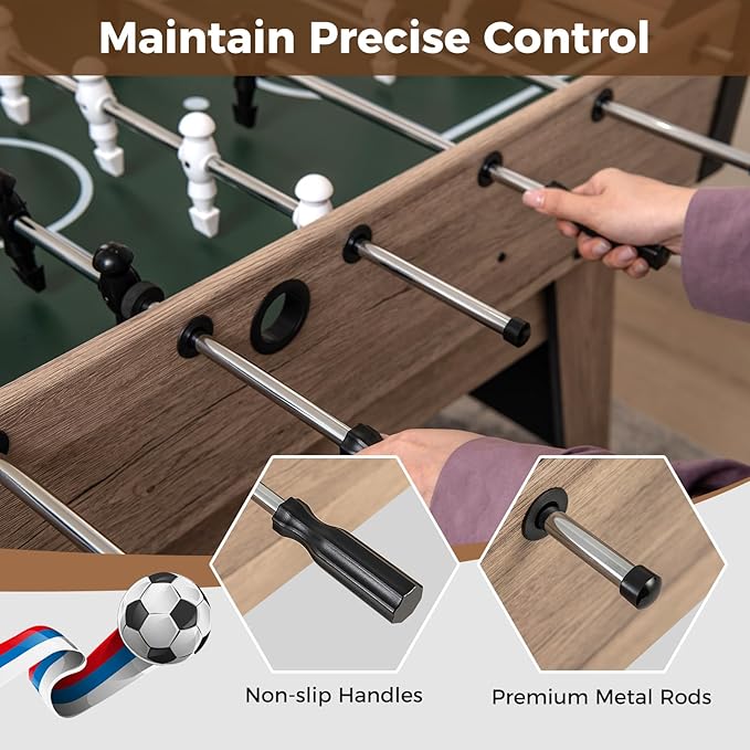GYMAX Foosball Table, 54 Inch Full Size Soccer Table Game with 2 Balls, Foosball Table Adult Size for Home, Game Room, Office