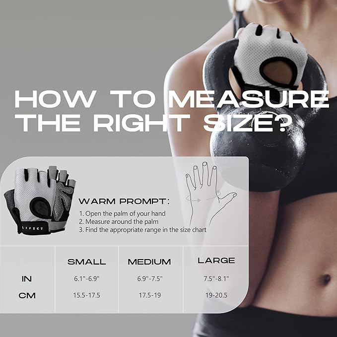 LIFECT Essential Breathable Workout Gloves, Weight Lifting Fingerless Gym Exercise Gloves with Curved Open Back, for Powerlifting, Women and Men