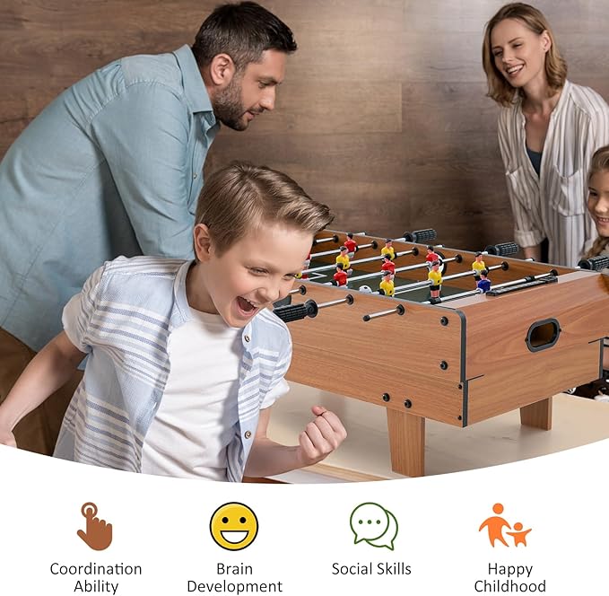Giantex 4-in-1 Combination Game Table, with Soccer, Hockey, Billiards, Table Tennis, Perfect for Game Room, Family Night, Wood Foosball Game Table Top