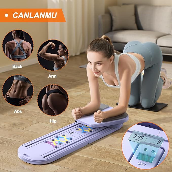 Pilates Board,Pilates Reformer Sets, Multifunctional Abdominal Pilates Board for Home Workout Equipment, Portable Foldable Ab Board Trainer Pilates Exercise Machine,Pilates Board for Women