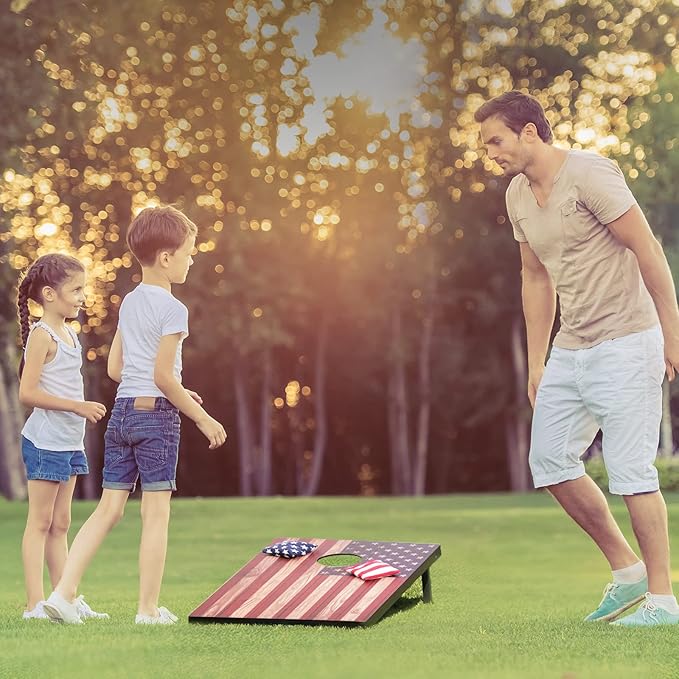 Cornhole Set 4x2 and 3X2 Regulation Size Corn Holes Sets with Carrying Bags & 8 Bean Bags Cornhole Boards Bean Toss Games for Adults Family Outdoor Beach Lawn Outside Backyard Games