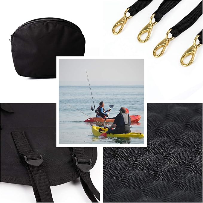 Leader Accessories Kayak Seats Paddle Board Seat Universal Padded Canoe SUP Seat with Back Support - Deluxe Kayak Chair Seat Cushion with Storage Bag