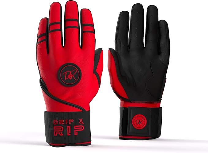 Drip & Rip Baller Series - Youth Batting Gloves + Adult Batting Gloves - for Softball and Baseball - Long Cuff Style for Men and Youth