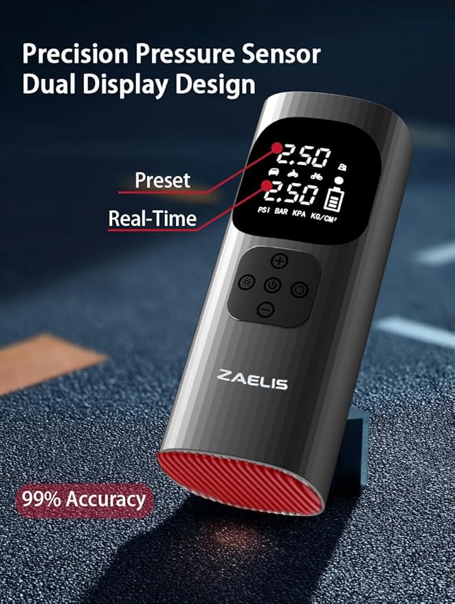 Tire Inflator Portable Air Compressor - 3X Faster 150PSI Air Pump for Car Tires, 12V DC Cordless Tire Inflator with LED Light & Digital Pressure Gauge, Electric Pump for Car, Bike, Motor, Ball