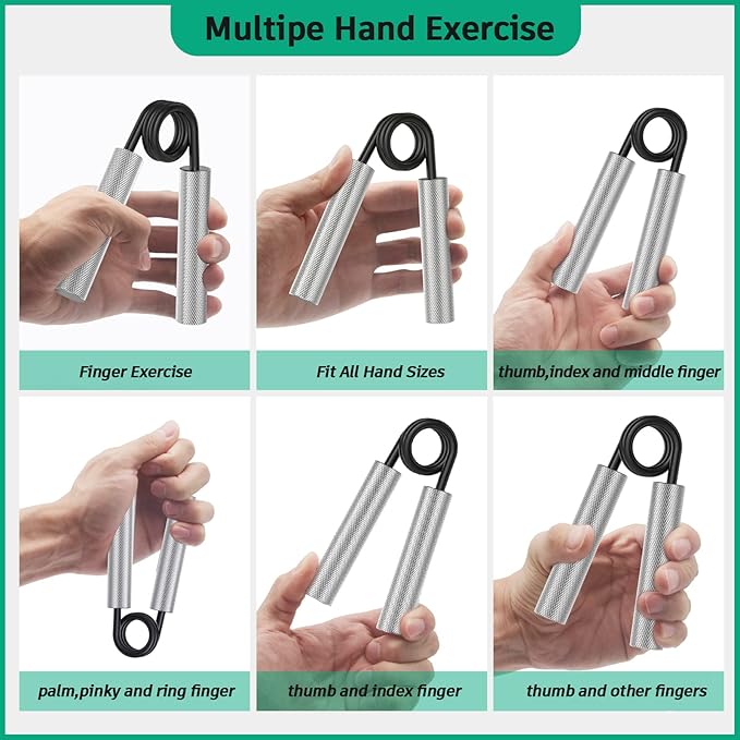 Grip Strength Trainer 7 Pack,50LB-350LB Metal Hand Grip Strengthener,Non-Slip Heavy-Duty Forearm Exerciser,Hand Gripper for Muscle Building and Hand Rehabilitation Exercising