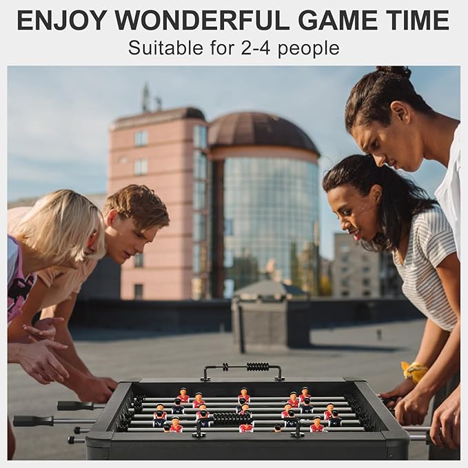 Foosball Table, 58inch Competition Soccer Table Game w/ 2 Balls for Adult Kids Youth, Heavy-Duty Arcade Table Soccer for Home, Game Room