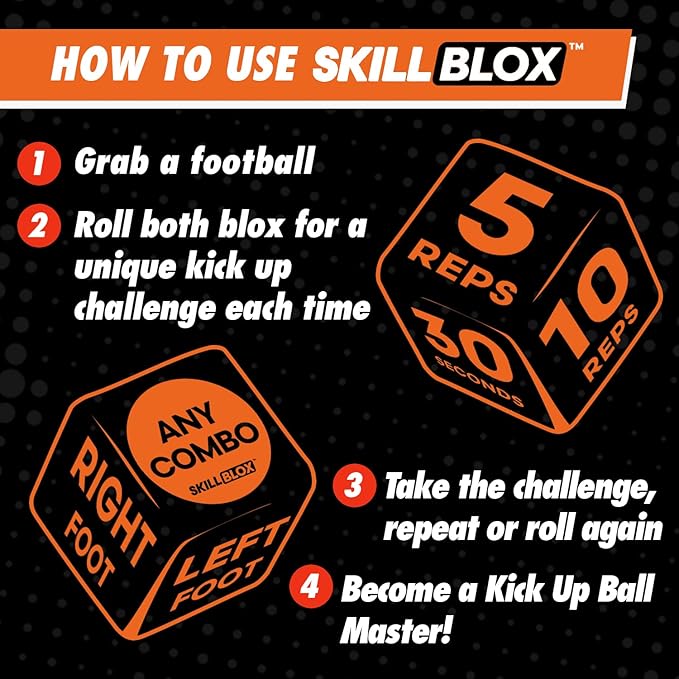 Soccer Kick Up Training Dice (2 pcs) - Soccer Gifts for Boys 8-12 Juggling Skills Game - Training Equipment Accessories (Kick UP DICE)