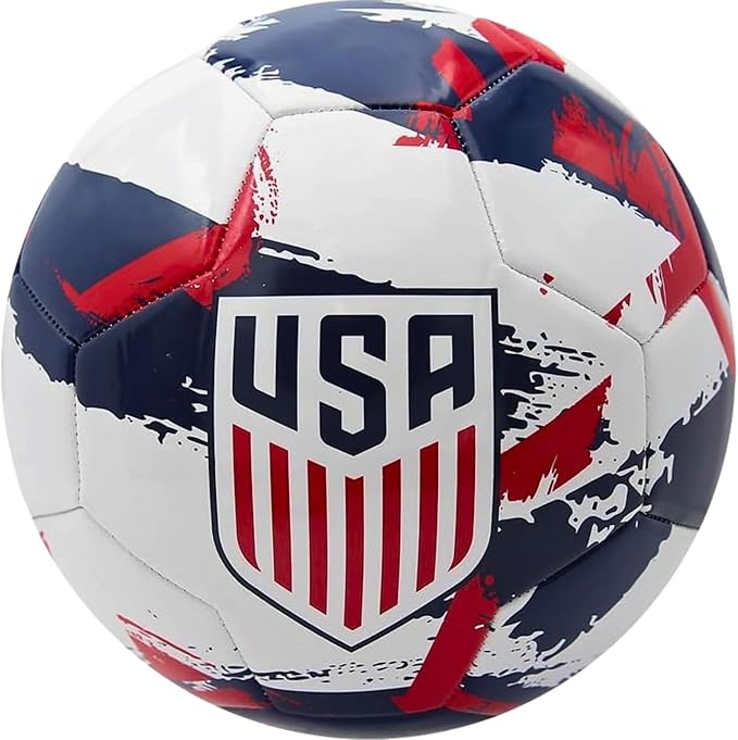 Icon Sports Officially Licensed U.S. Soccer, Size 5 Regulation Soccer Ball, Non-Toxic Patterned PVC, White Brush for Adults & Kids