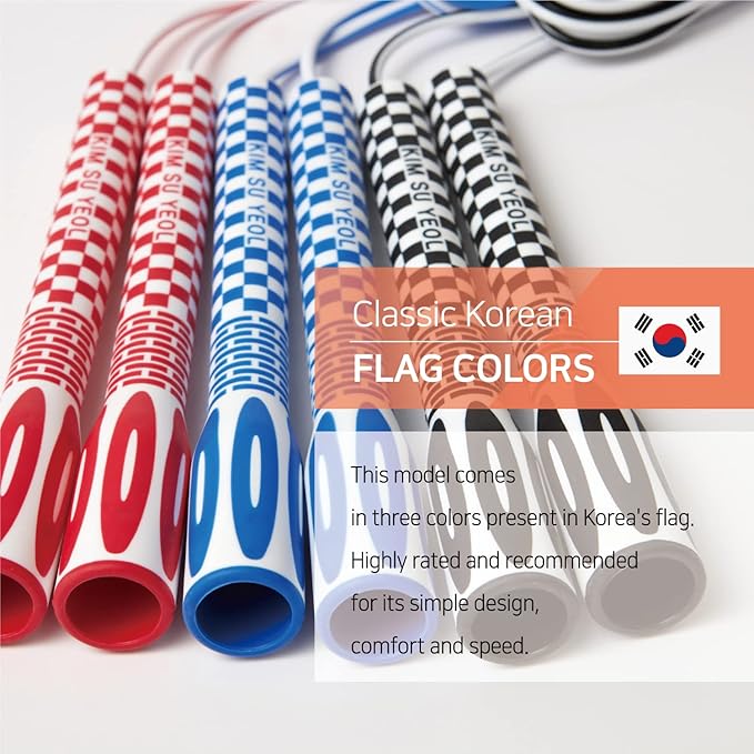 Skipping Jump Rope for Fitness Workout - Light Weight, Adjustable, Tangle Free, Excellent line control for Cardio Boxing, CrossFit, Training Exercise All Ages and Gender ( Special Luxury, KA-220, Made in Korea)