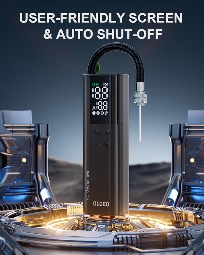 Electric Ball Pump, 16PSI Portable Air Pump with Pressure Gauge and Digital LCD Display for Basketball Pump, Soccer Ball Pump, Football Pump, Volleyball Pump, 4X Faster Sports Ball Pump