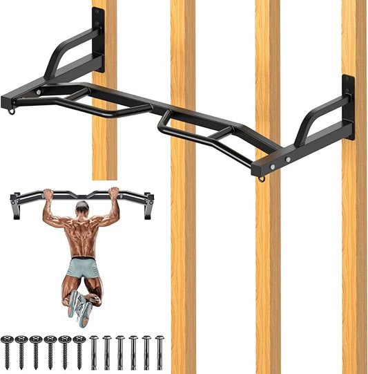 Kipika 48" Wall Mounted Multifunction Cable Pulley System Gym, 48" Wall Mounted Pull Up Bar, Cable Machine LAT Pulldown Attachments, DIY Home Gym Pulley Cable Machine Attachment System, Punching Bag Hanger